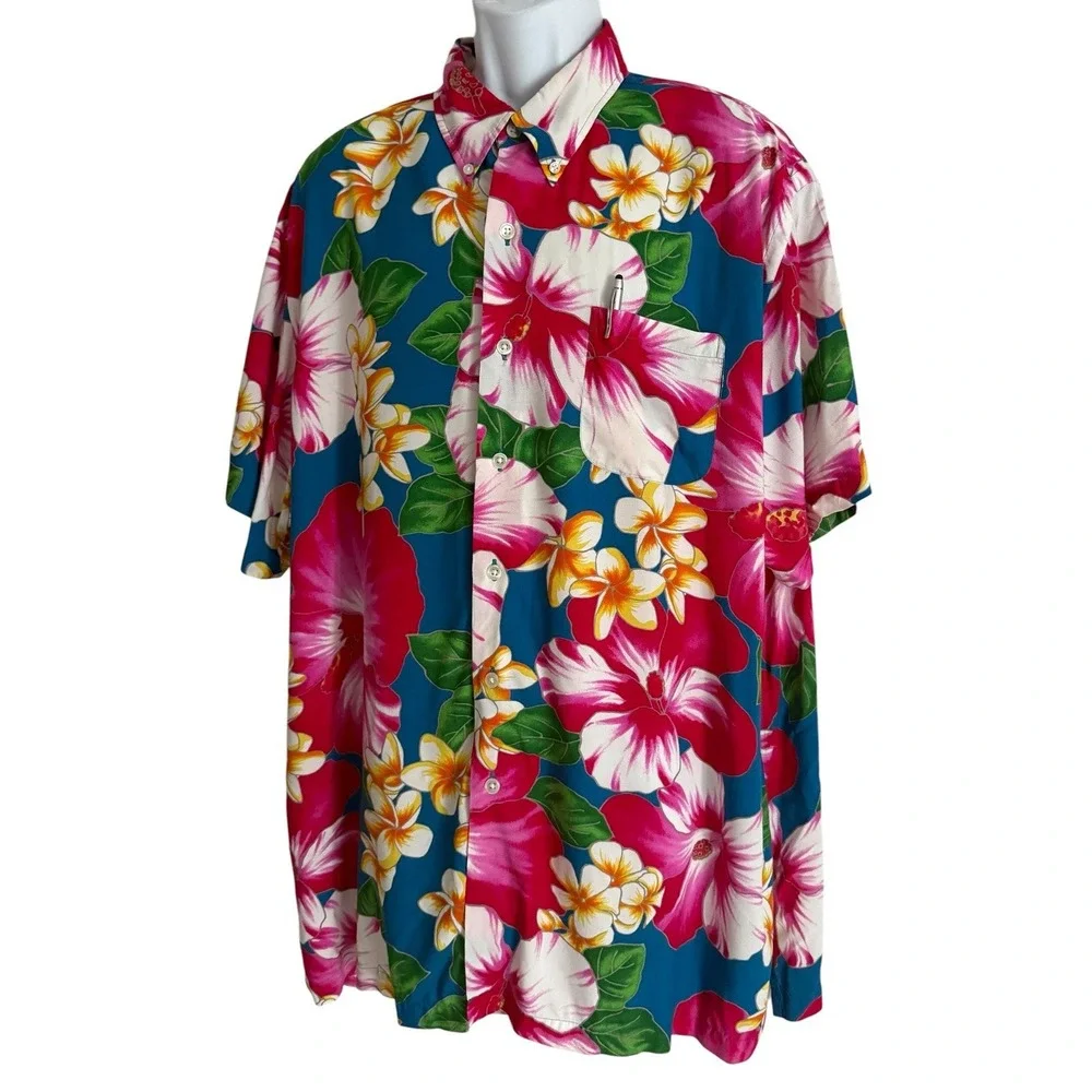 Polo Ralph Lauren Hawaiian Shirt Men XXL Viscose Floral Tropical‎ AOP Button Up